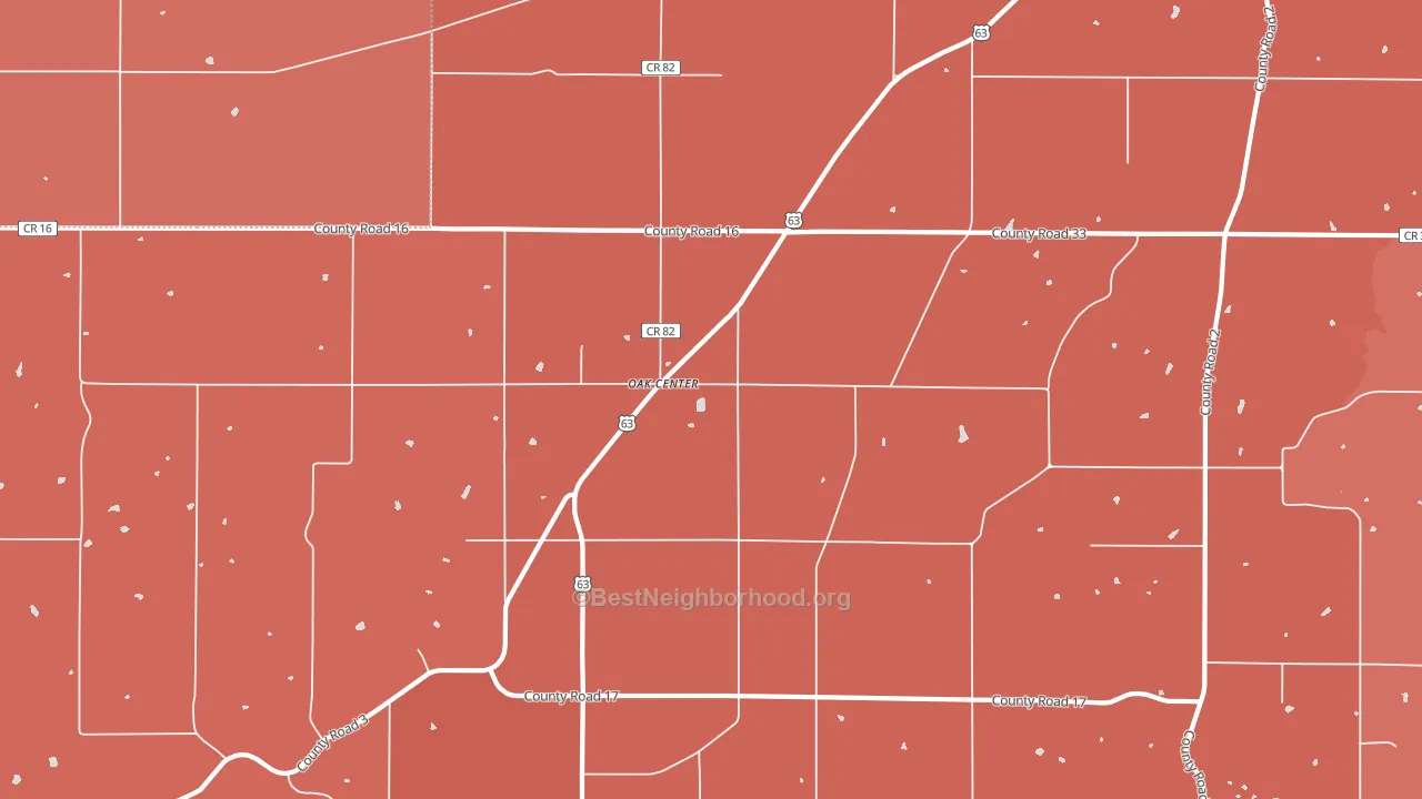Oak Center, MN block-group political-lean map