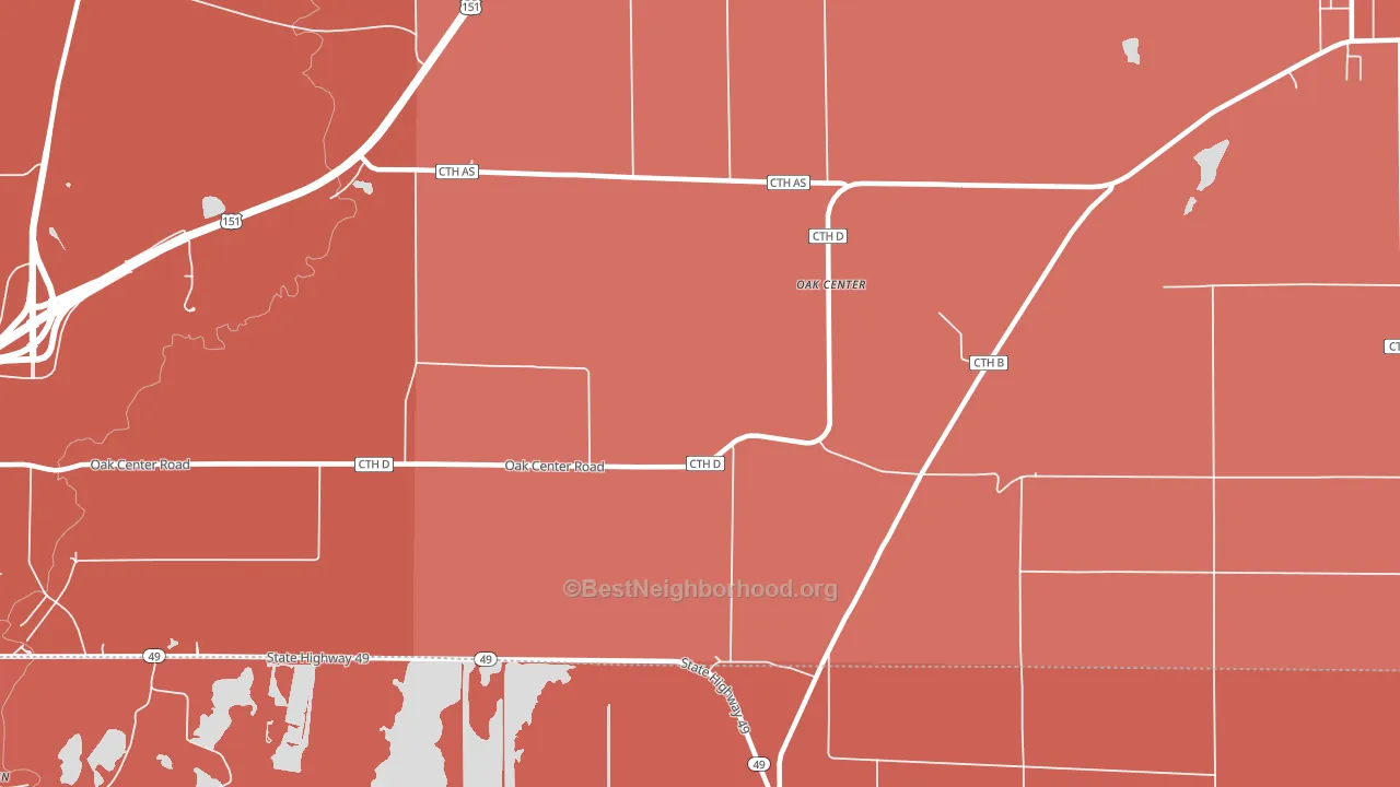 Oak Center, WI block-group political-lean map