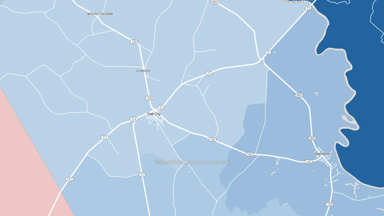 Oak City, NC block-group political-lean map