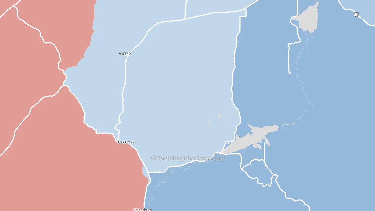 Oak Creek, CO block-group political-lean map