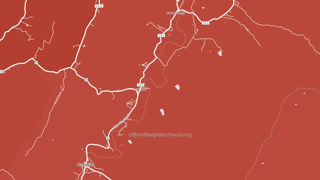 Oak Flat, WV block-group political-lean map