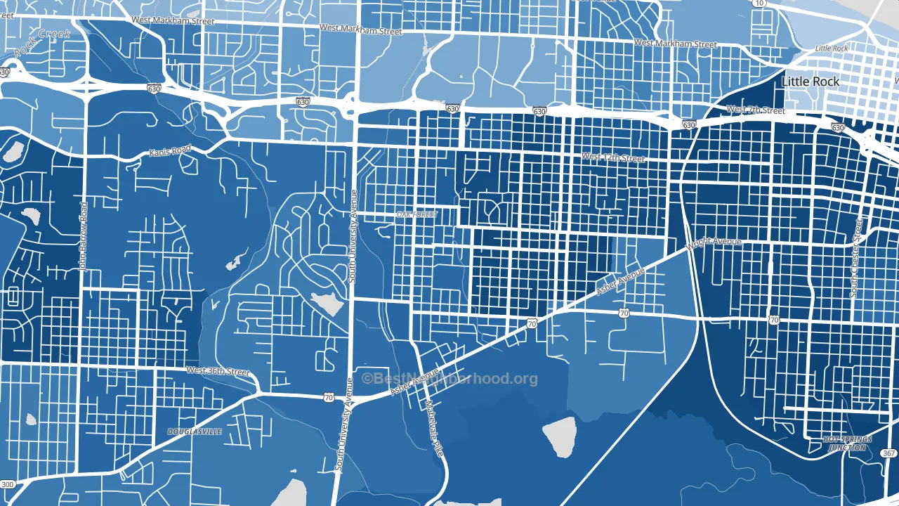 Oak Forest, Little Rock, AR block-group political-lean map
