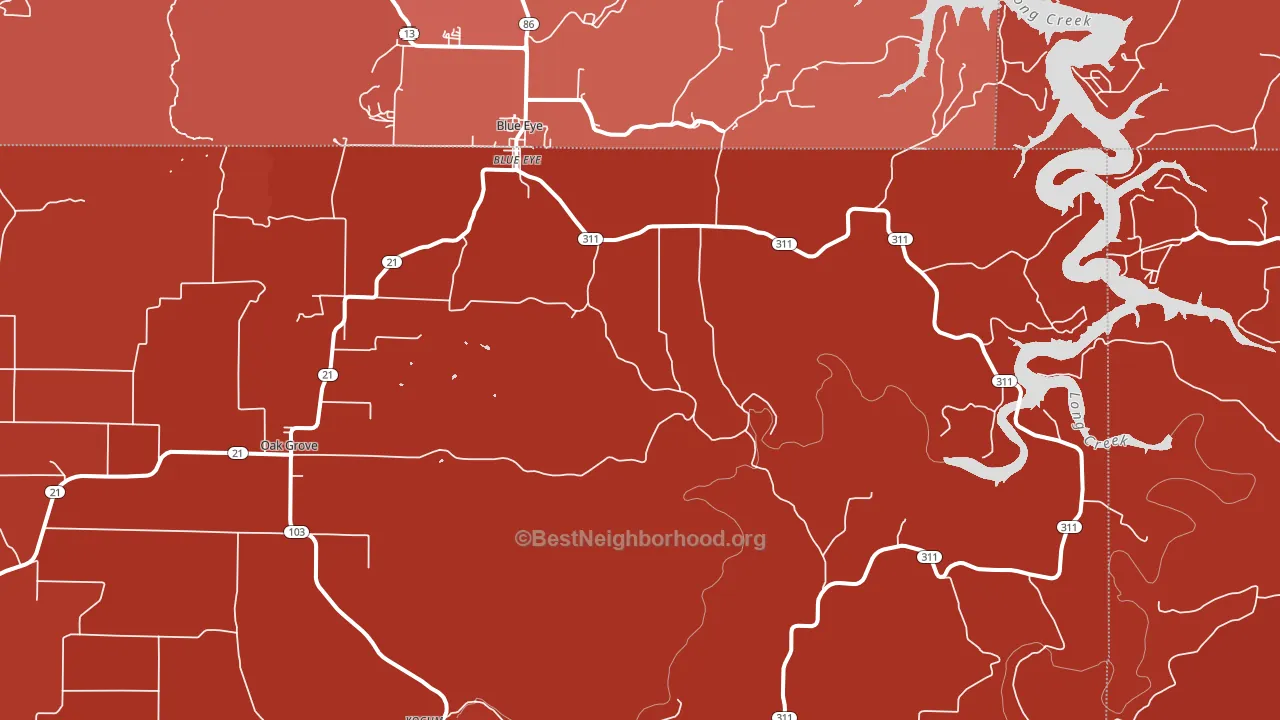Oak Grove, AR block-group political-lean map