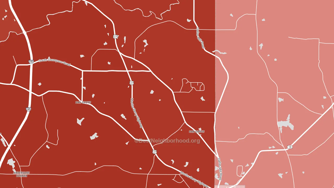 Oak Grove, GA block-group political-lean map