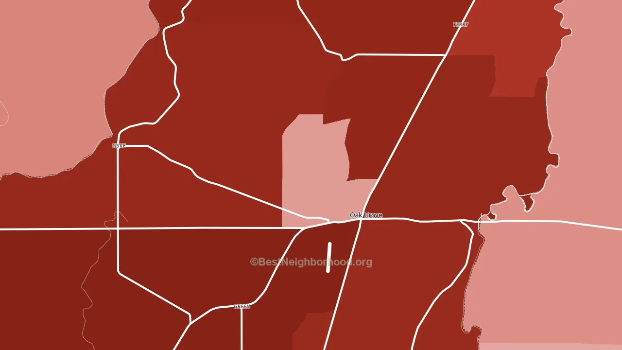 Oak Grove, LA block-group political-lean map