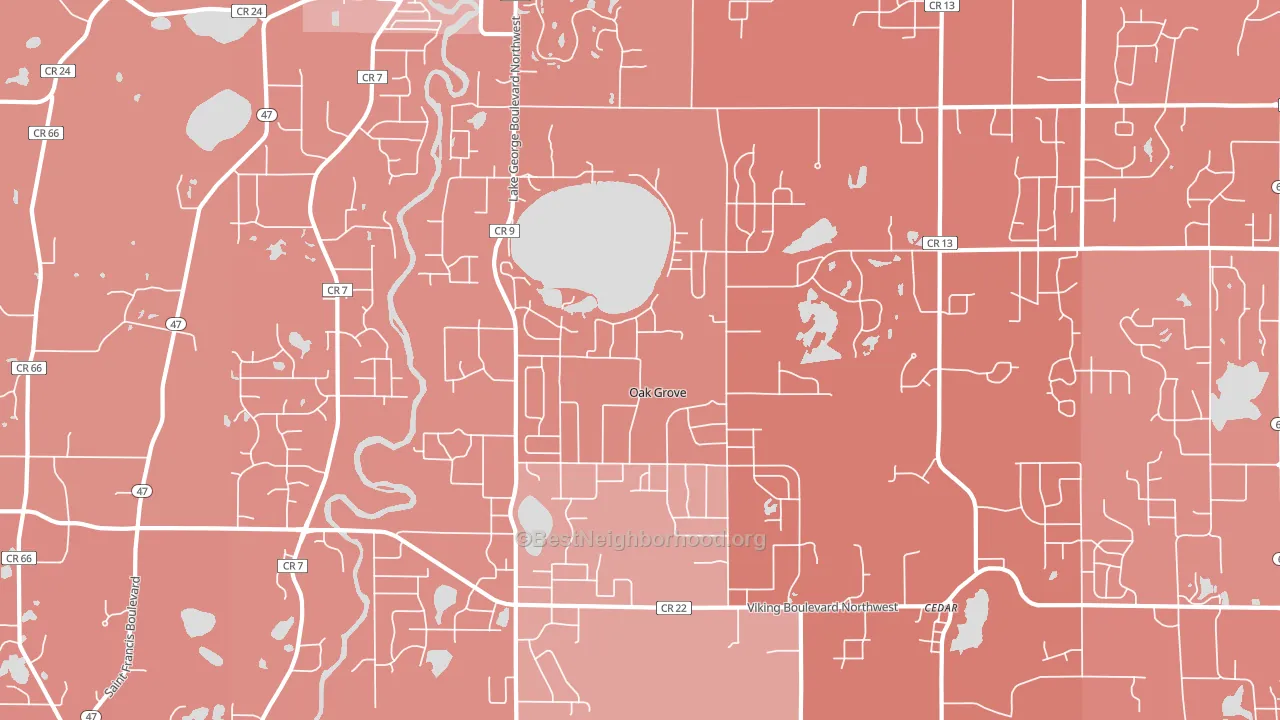 Oak Grove, MN block-group political-lean map
