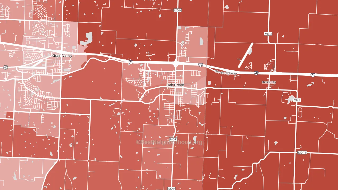 Oak Grove, MO block-group political-lean map