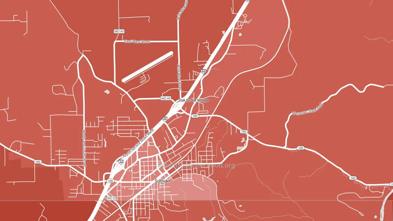 Oak Grove Village, MO block-group political-lean map