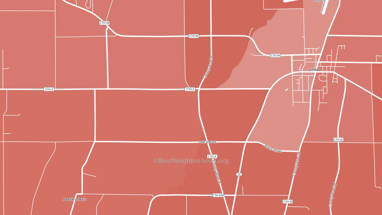 Oak Grove, WI block-group political-lean map