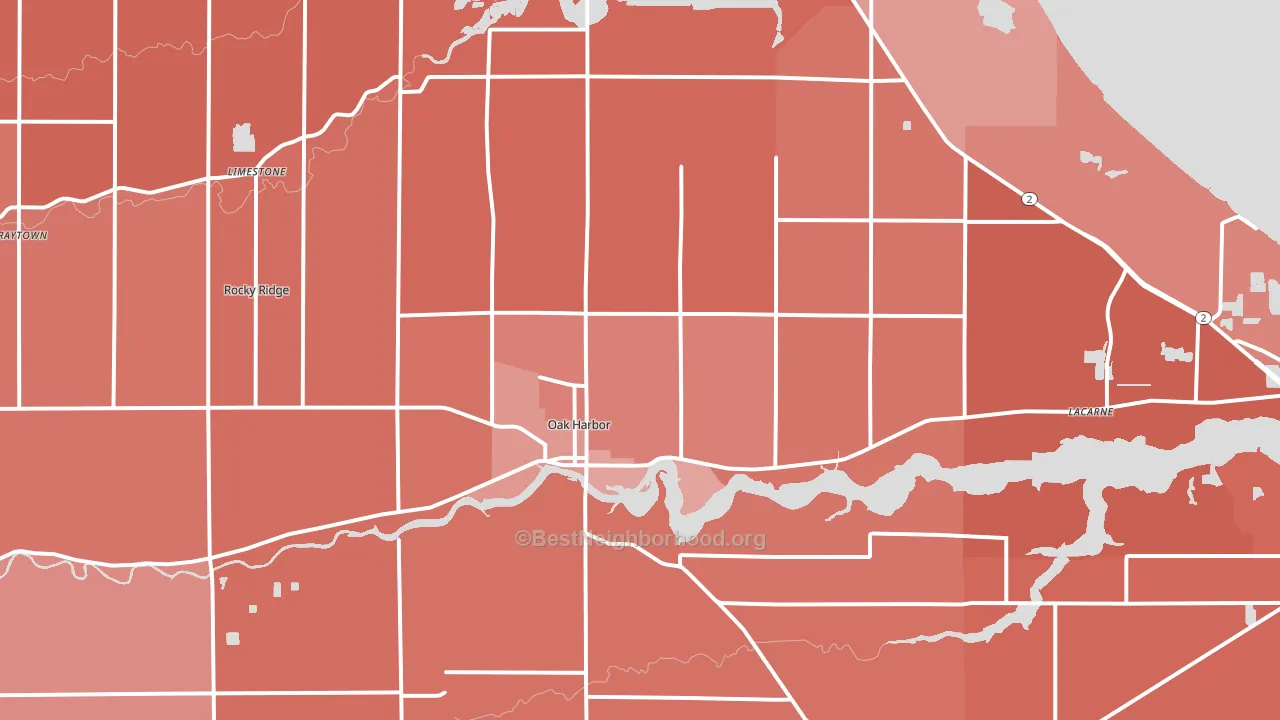 Oak Harbor, OH block-group political-lean map