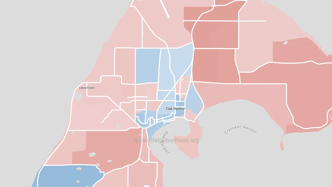 Oak Harbor, WA block-group political-lean map