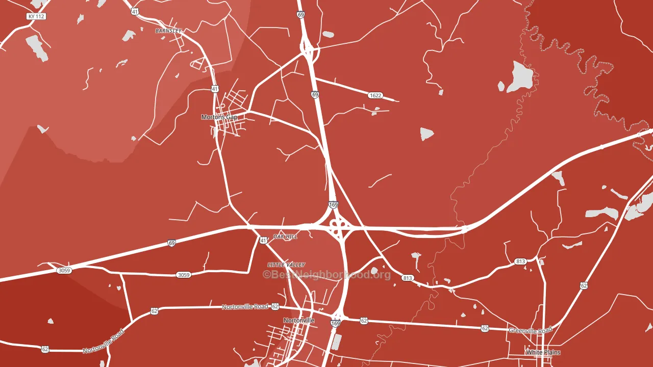 Oak Hill, KY block-group political-lean map