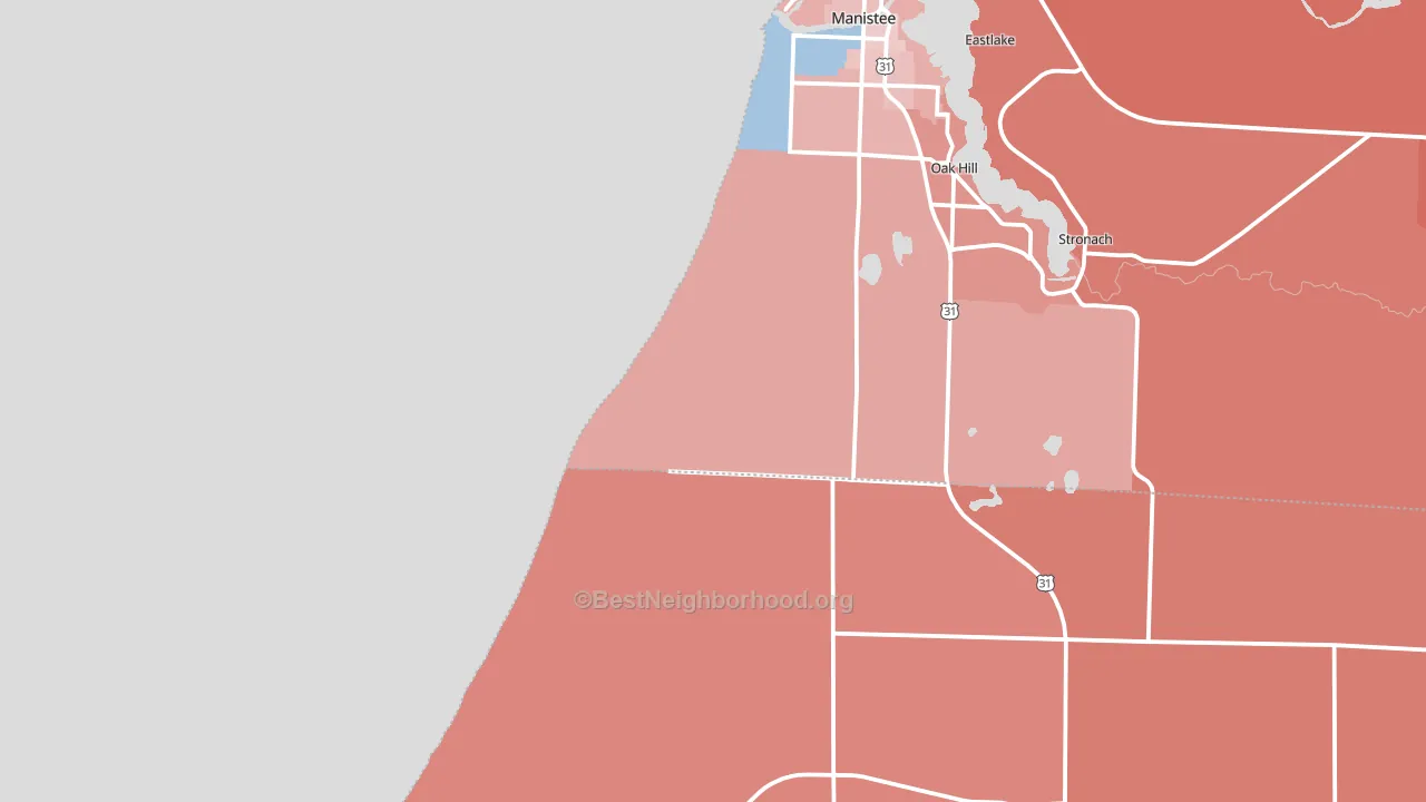 Oak Hill, MI block-group political-lean map