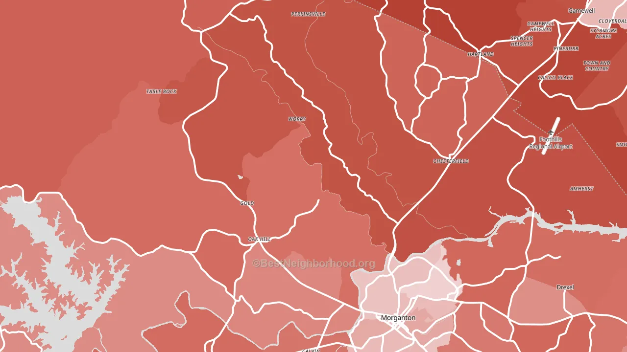 Oak Hill, NC block-group political-lean map