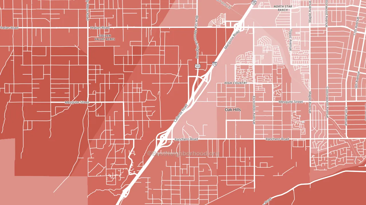 Oak Hills, CA block-group political-lean map