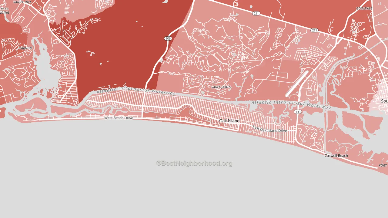 Oak Island, NC block-group political-lean map