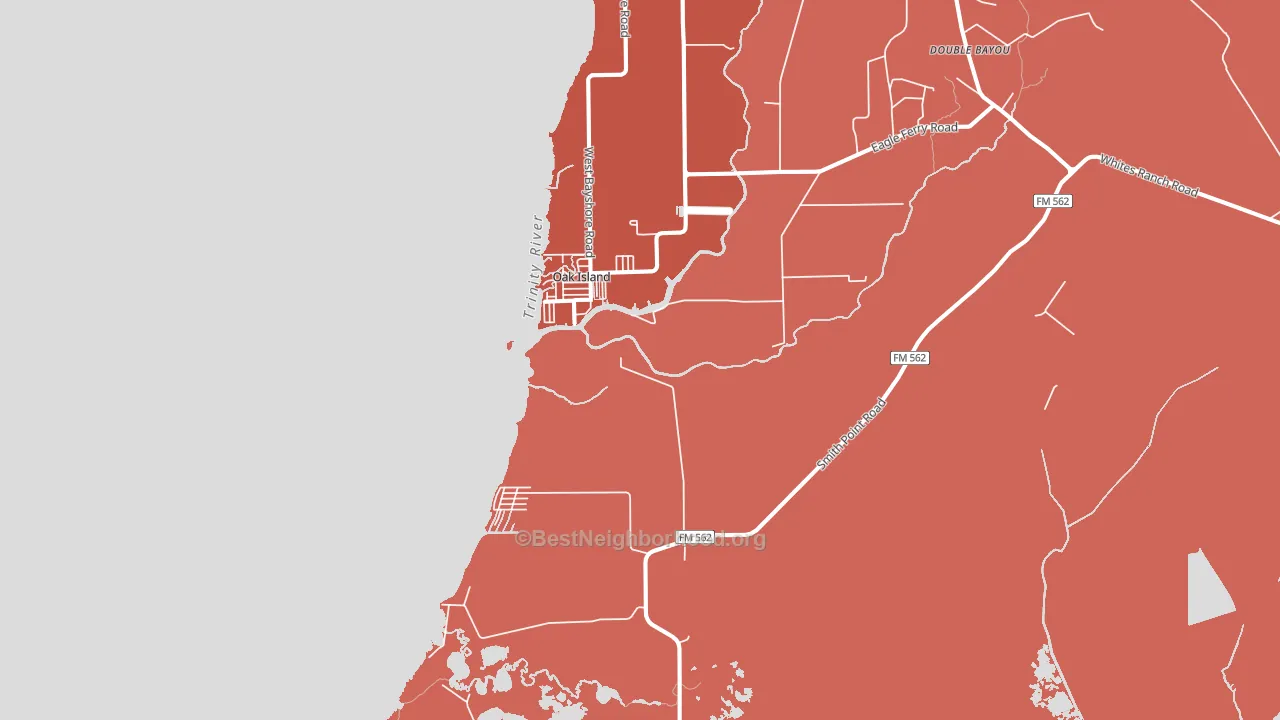 Oak Island, TX block-group political-lean map