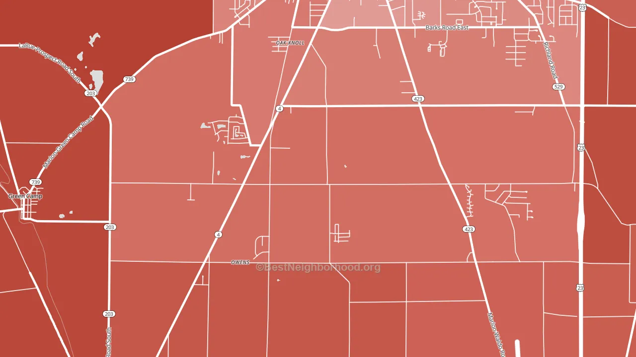 Oak Knoll, OH block-group political-lean map