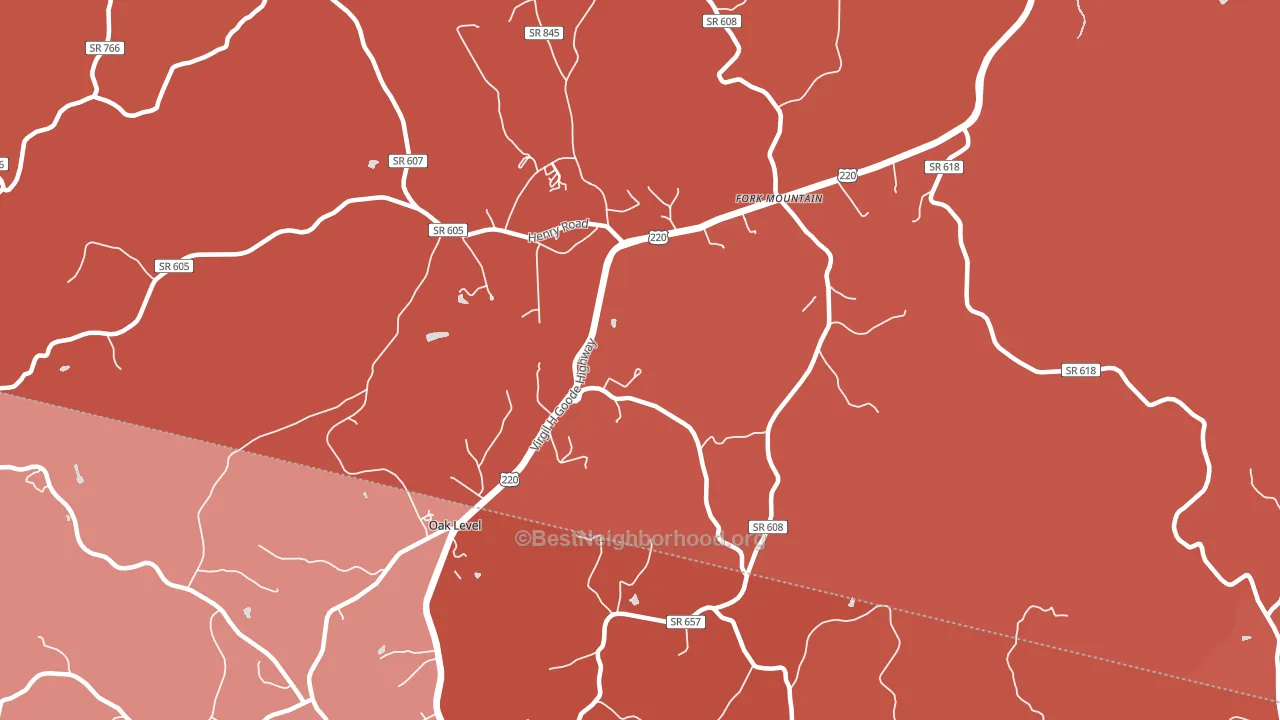Oak Level, VA block-group political-lean map