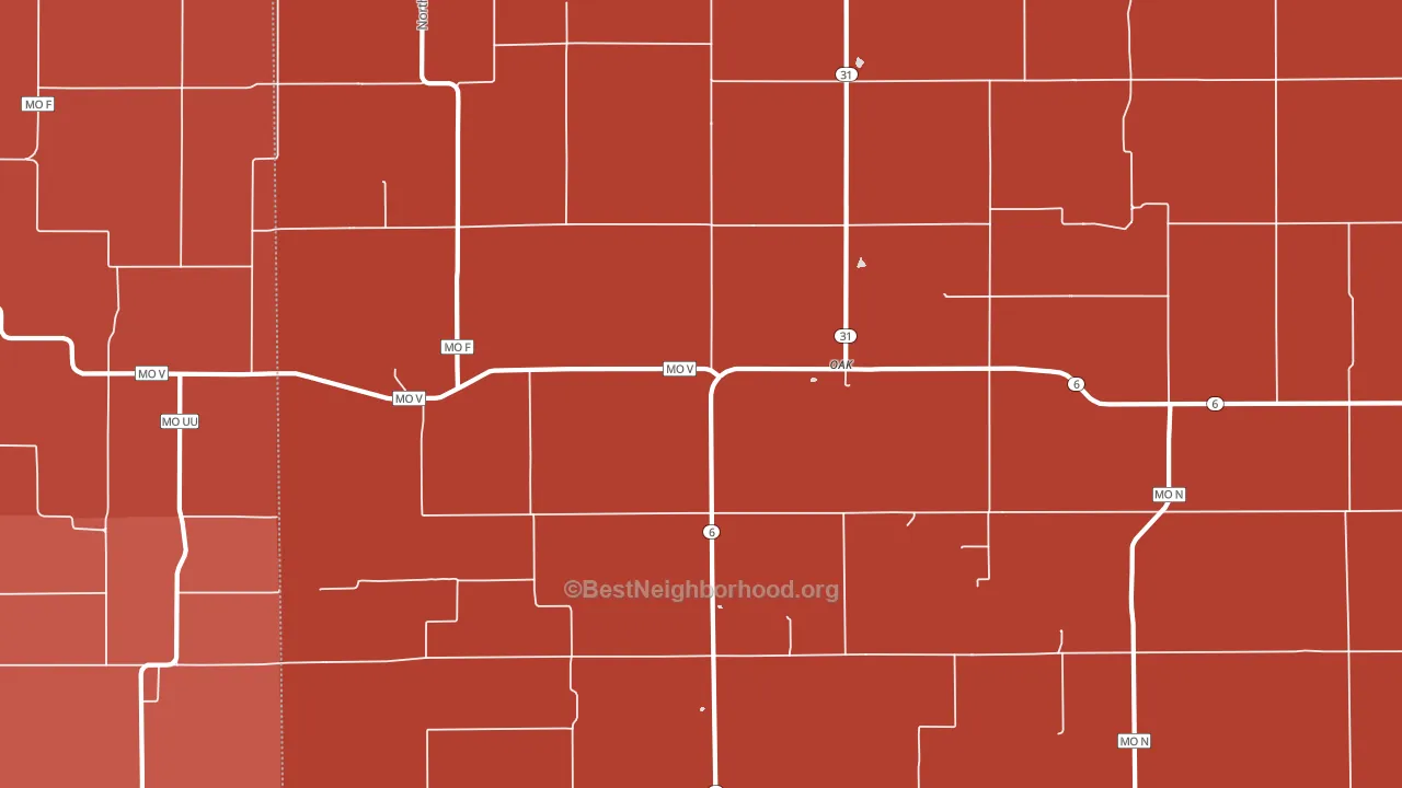 Oak, MO block-group political-lean map