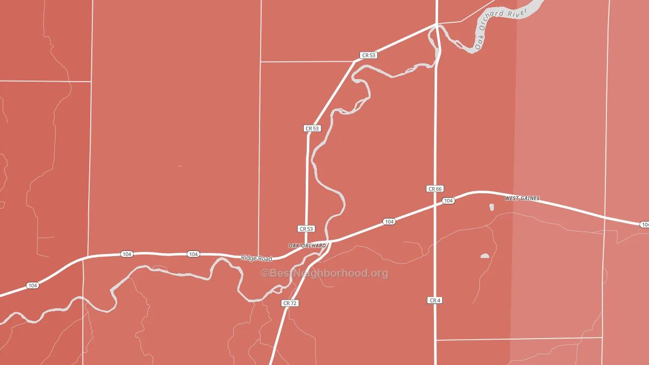 Oak Orchard, NY block-group political-lean map