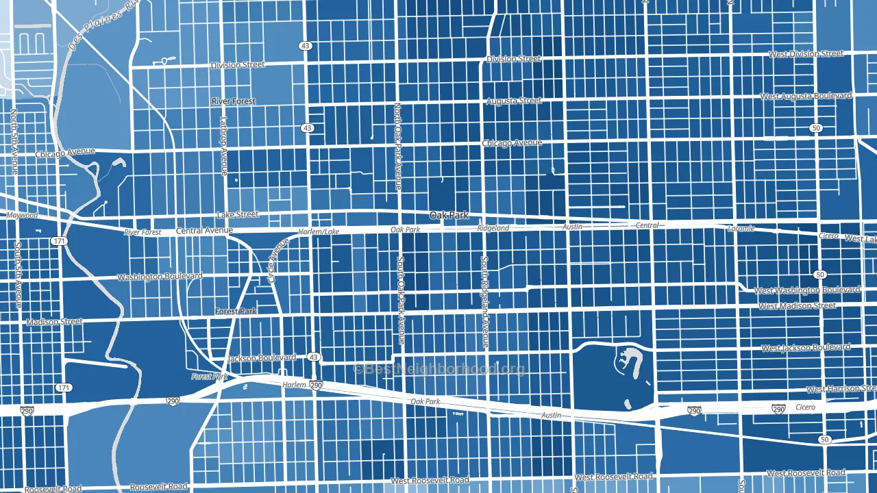 Oak Park, IL block-group political-lean map