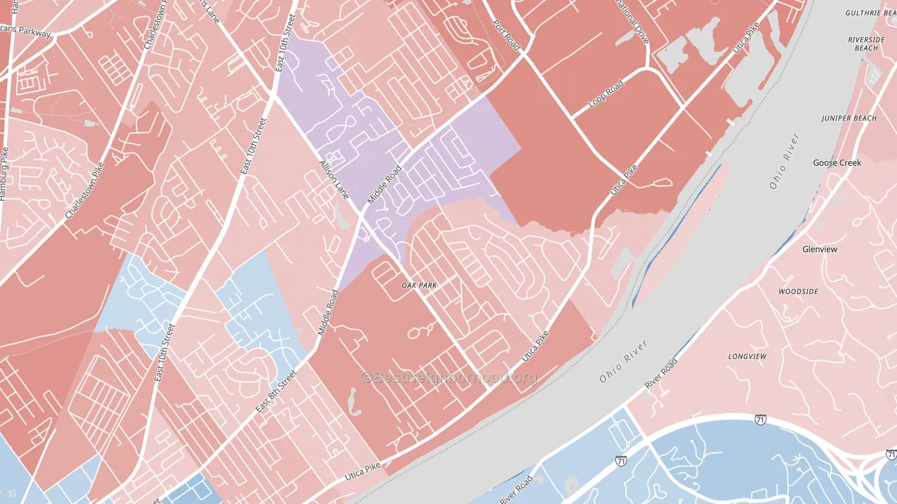 Oak Park, Jeffersonville, IN block-group political-lean map