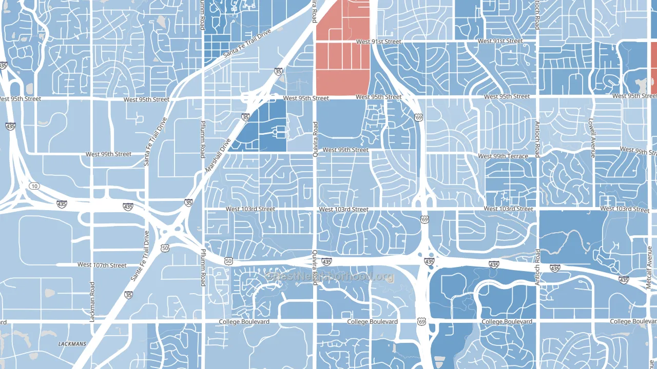 Oak Park, Overland Park, KS block-group political-lean map