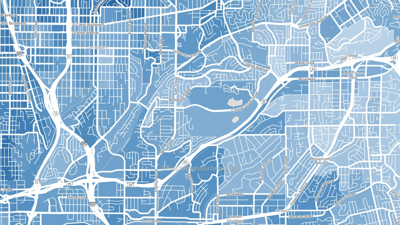 Oak Park, San Diego, CA block-group political-lean map