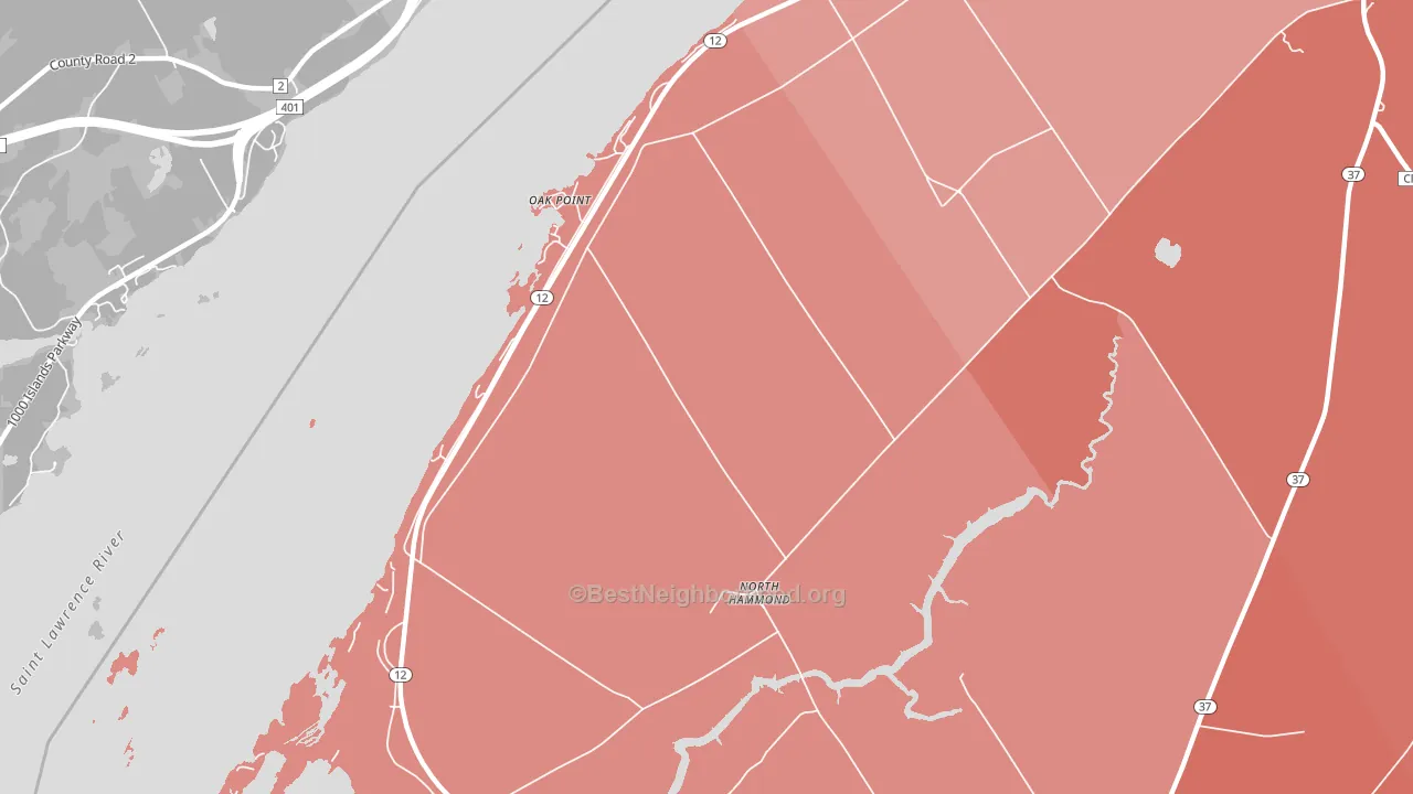 Oak Point, NY block-group political-lean map