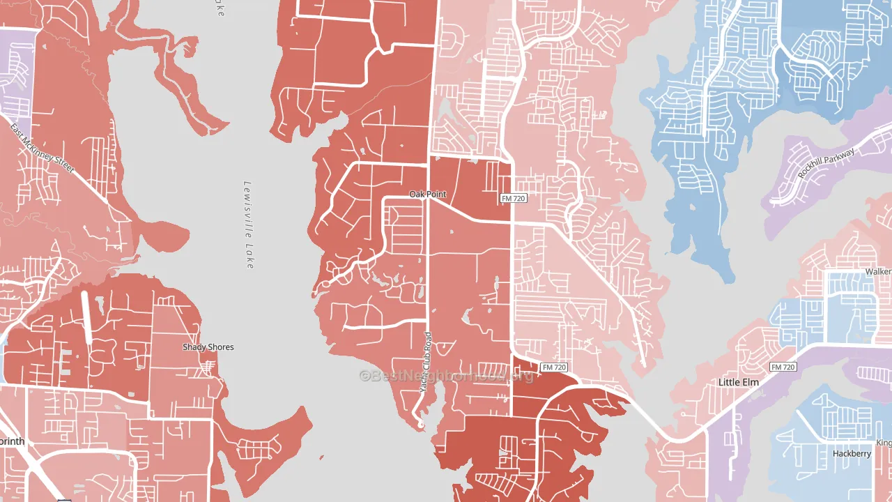Oak Point, TX block-group political-lean map