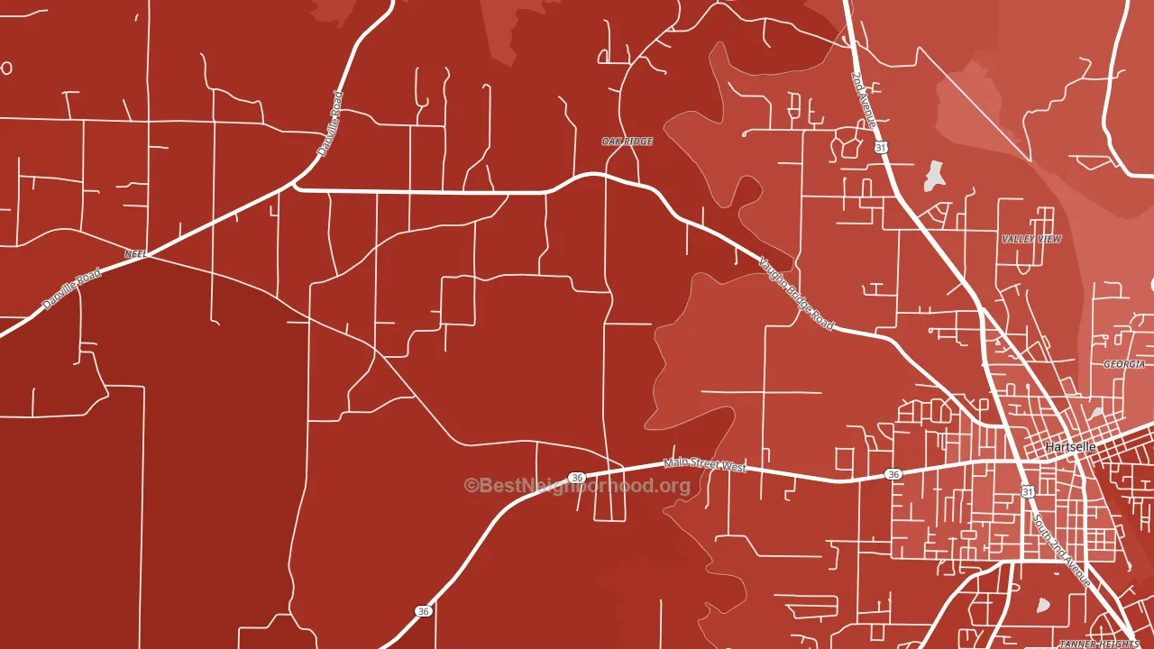 Oak Ridge, AL block-group political-lean map