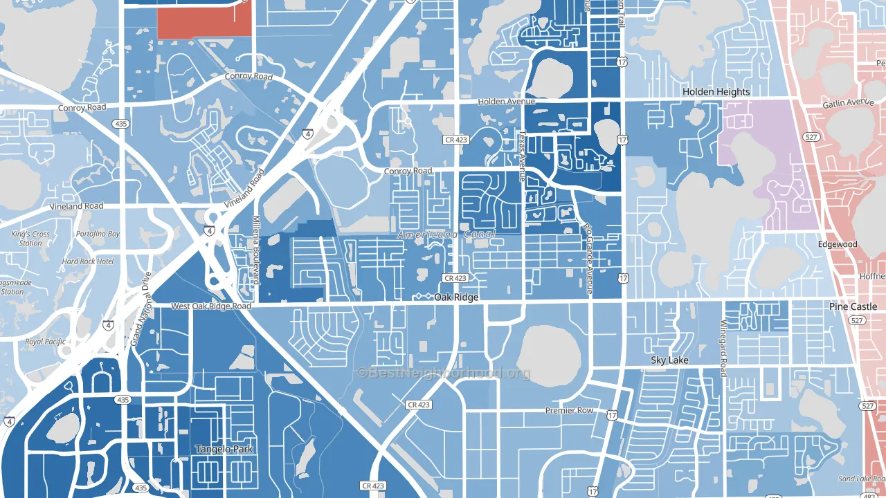 Oak Ridge, FL block-group political-lean map
