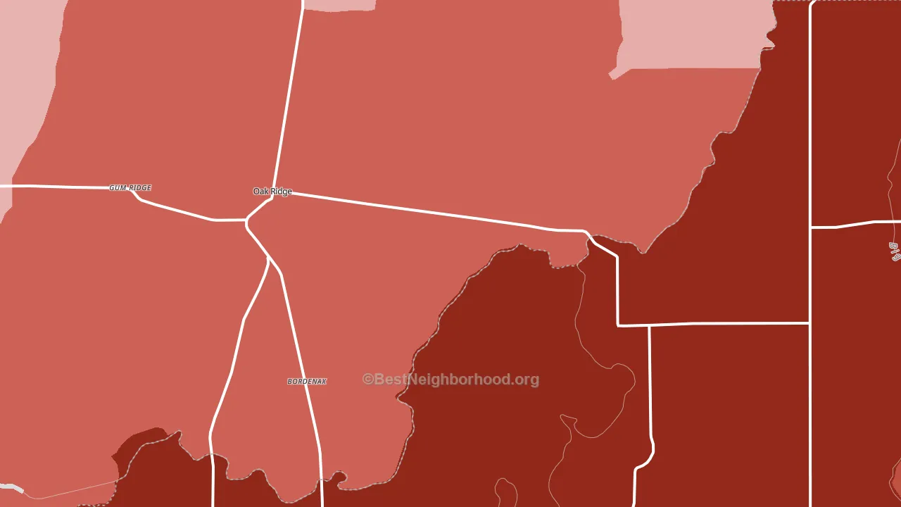 Oak Ridge, LA block-group political-lean map