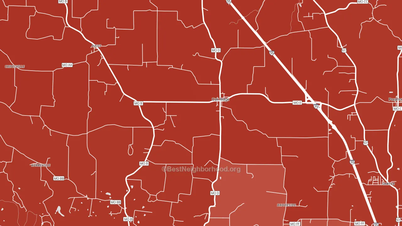 Oak Ridge, MO block-group political-lean map