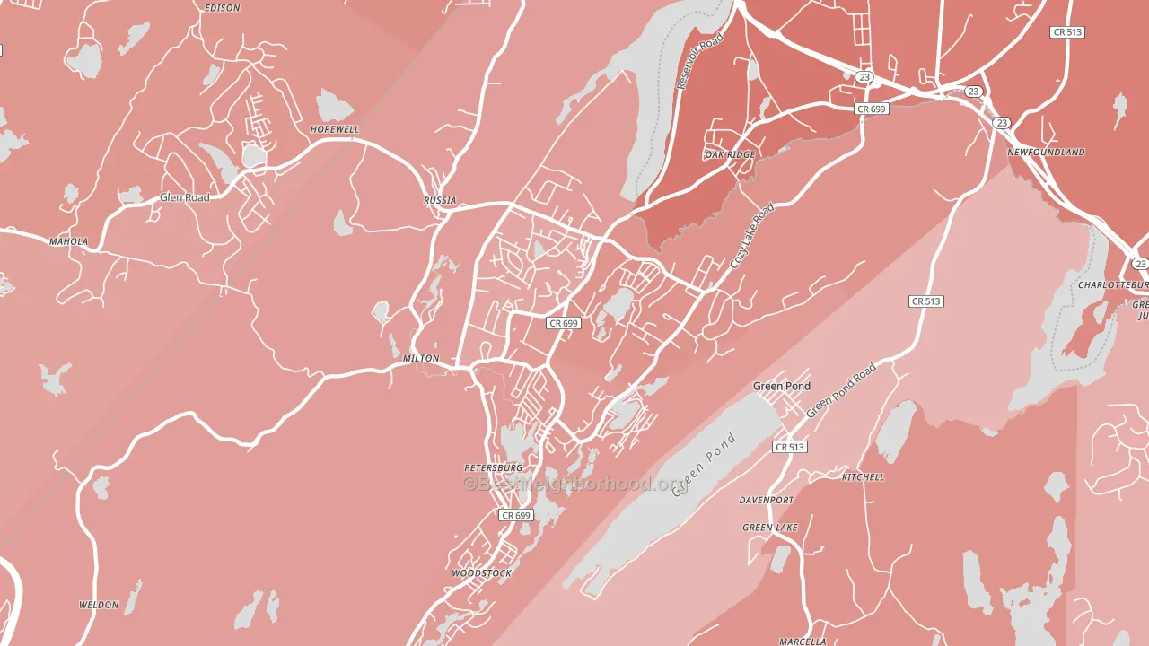 Oak Ridge, NJ block-group political-lean map