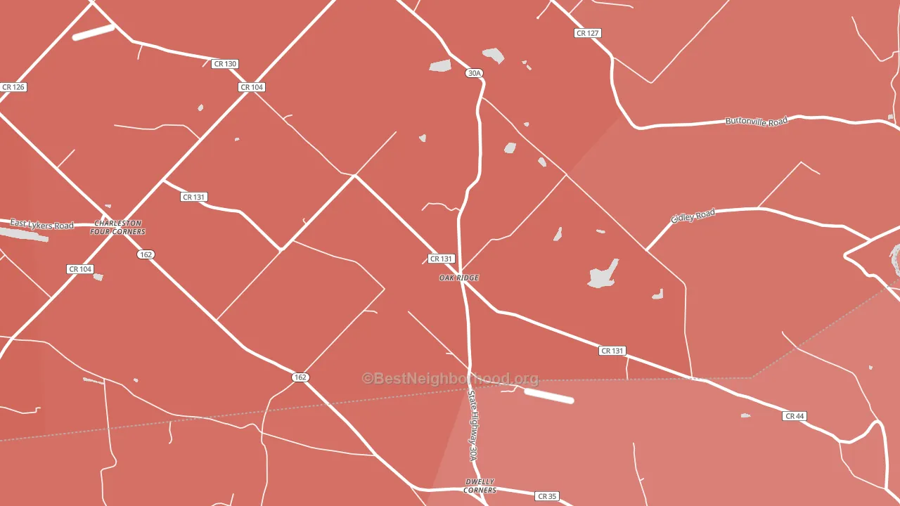 Oak Ridge, NY block-group political-lean map