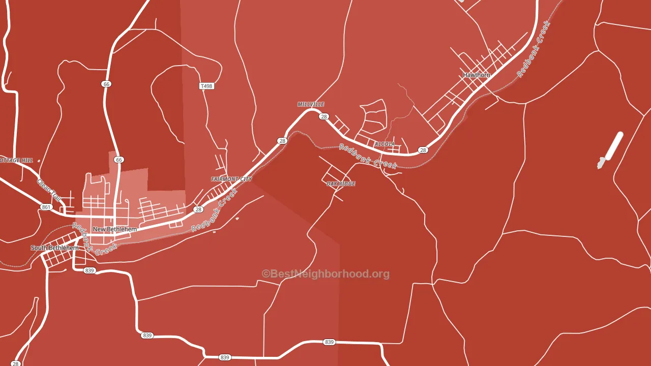 Oak Ridge, PA block-group political-lean map