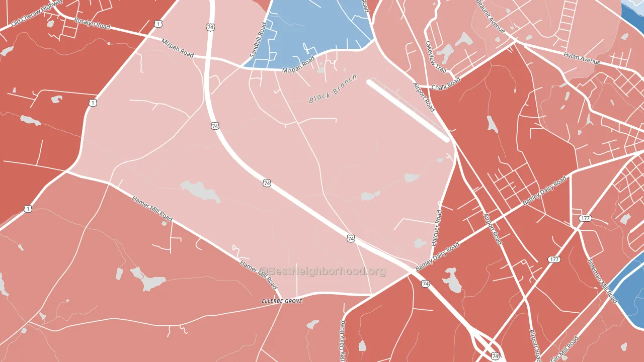 Oak Ridge Park, NC block-group political-lean map