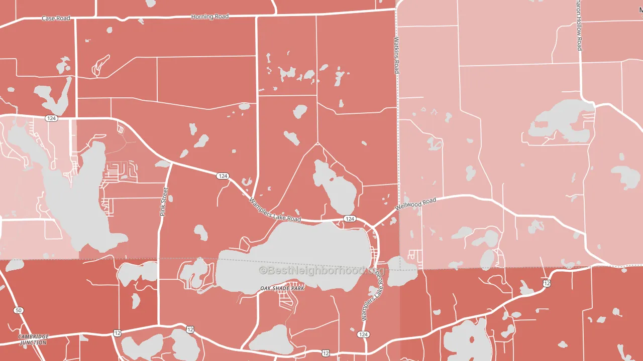Oak Shade Park, MI block-group political-lean map
