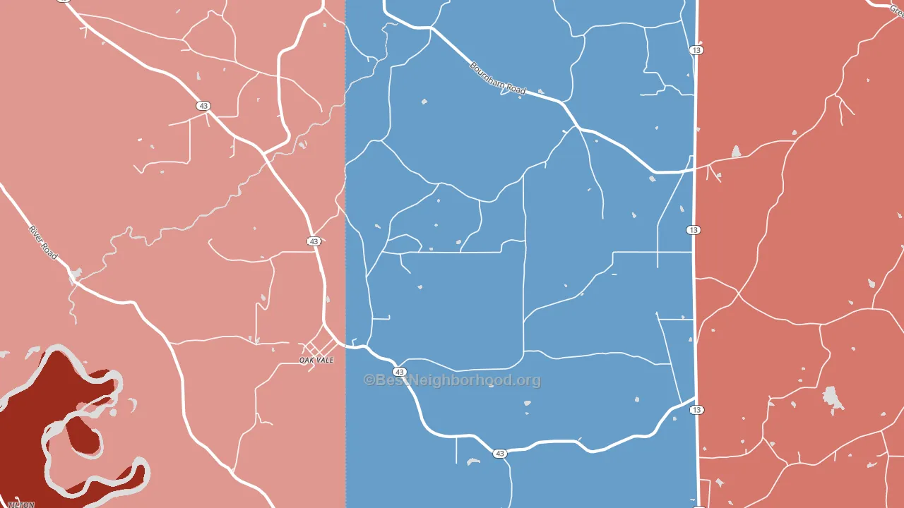 Oak Vale, MS block-group political-lean map