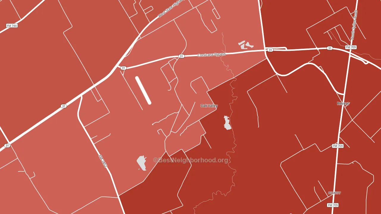 Oak Valley, TX block-group political-lean map