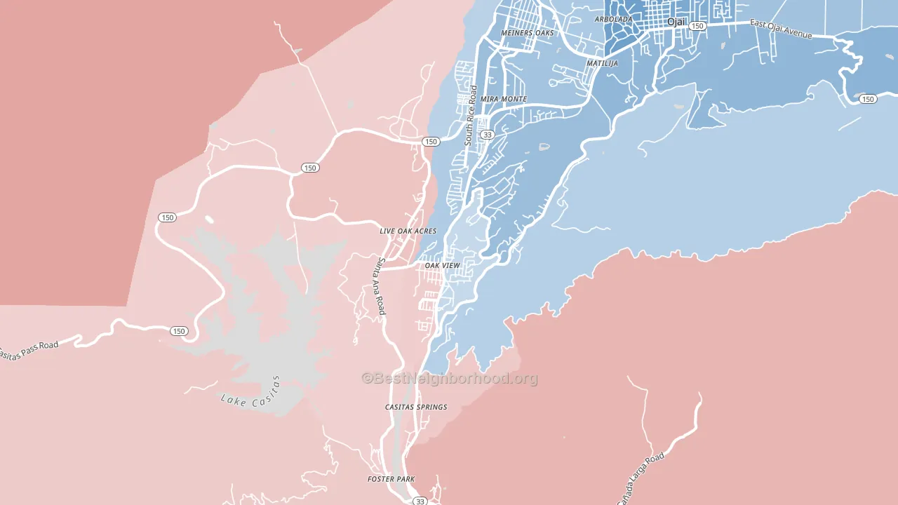Oak View, CA block-group political-lean map