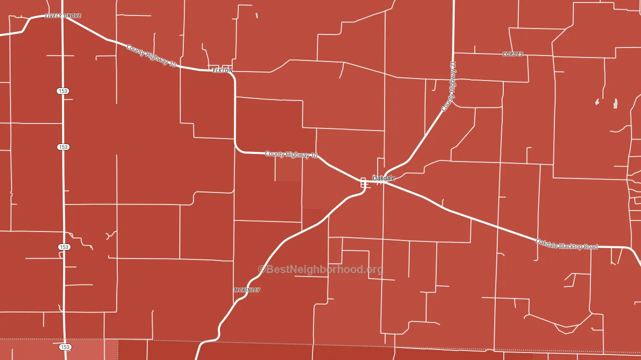 Oakdale, IL block-group political-lean map