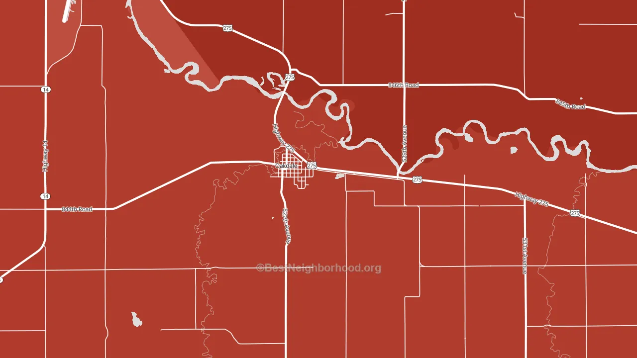 Oakdale, NE block-group political-lean map