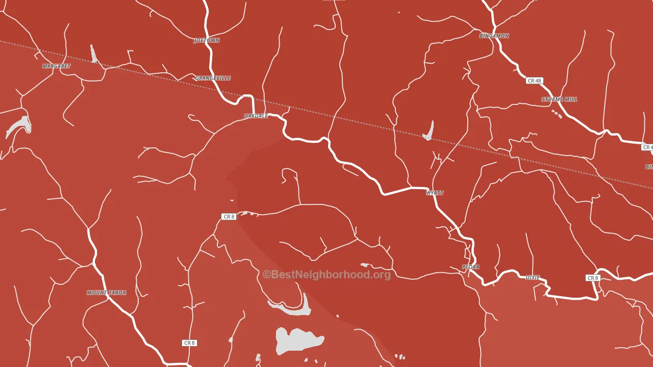 Oakdale, WV block-group political-lean map