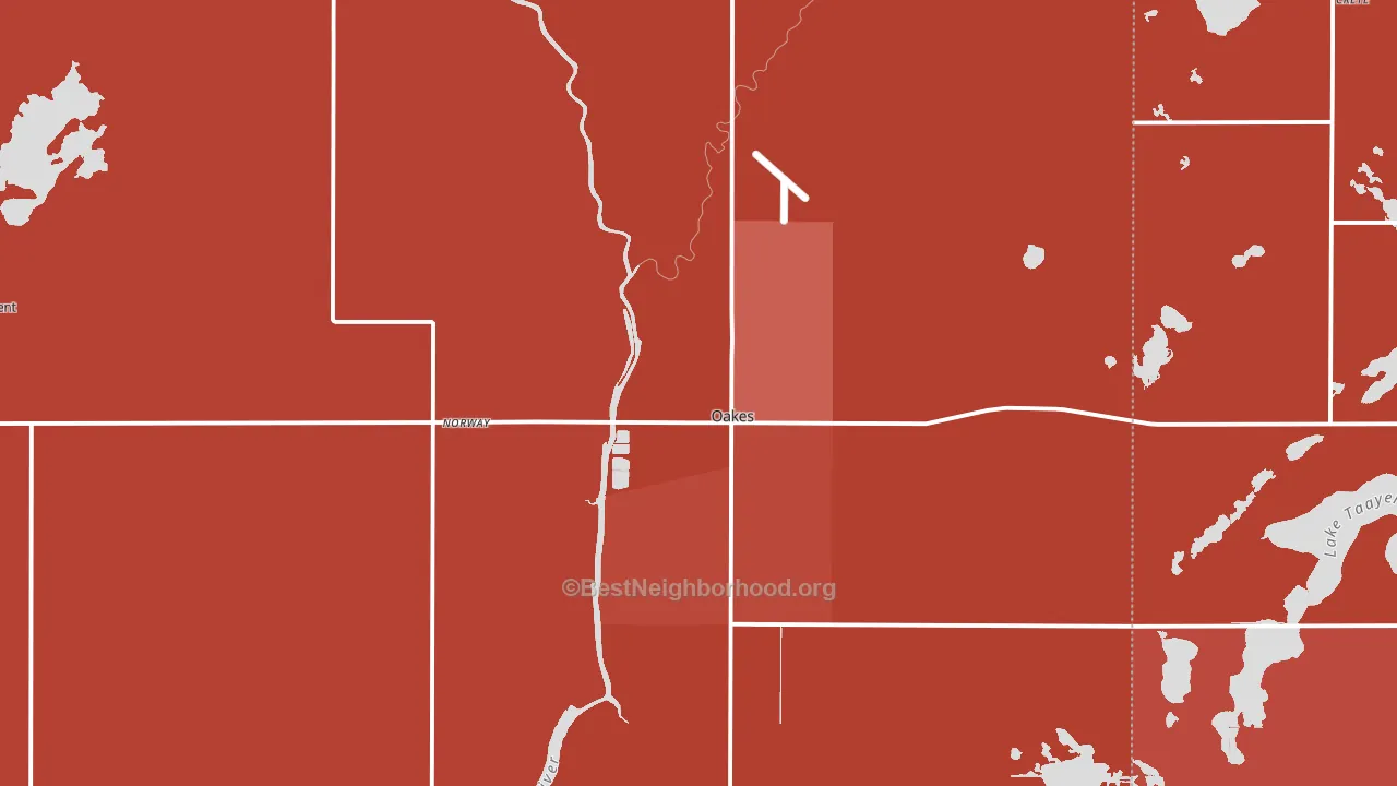 Oakes, ND block-group political-lean map