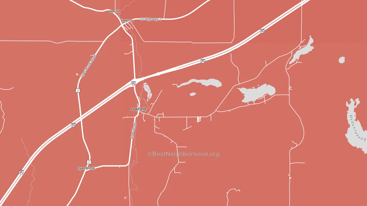 Oakfield, ME block-group political-lean map