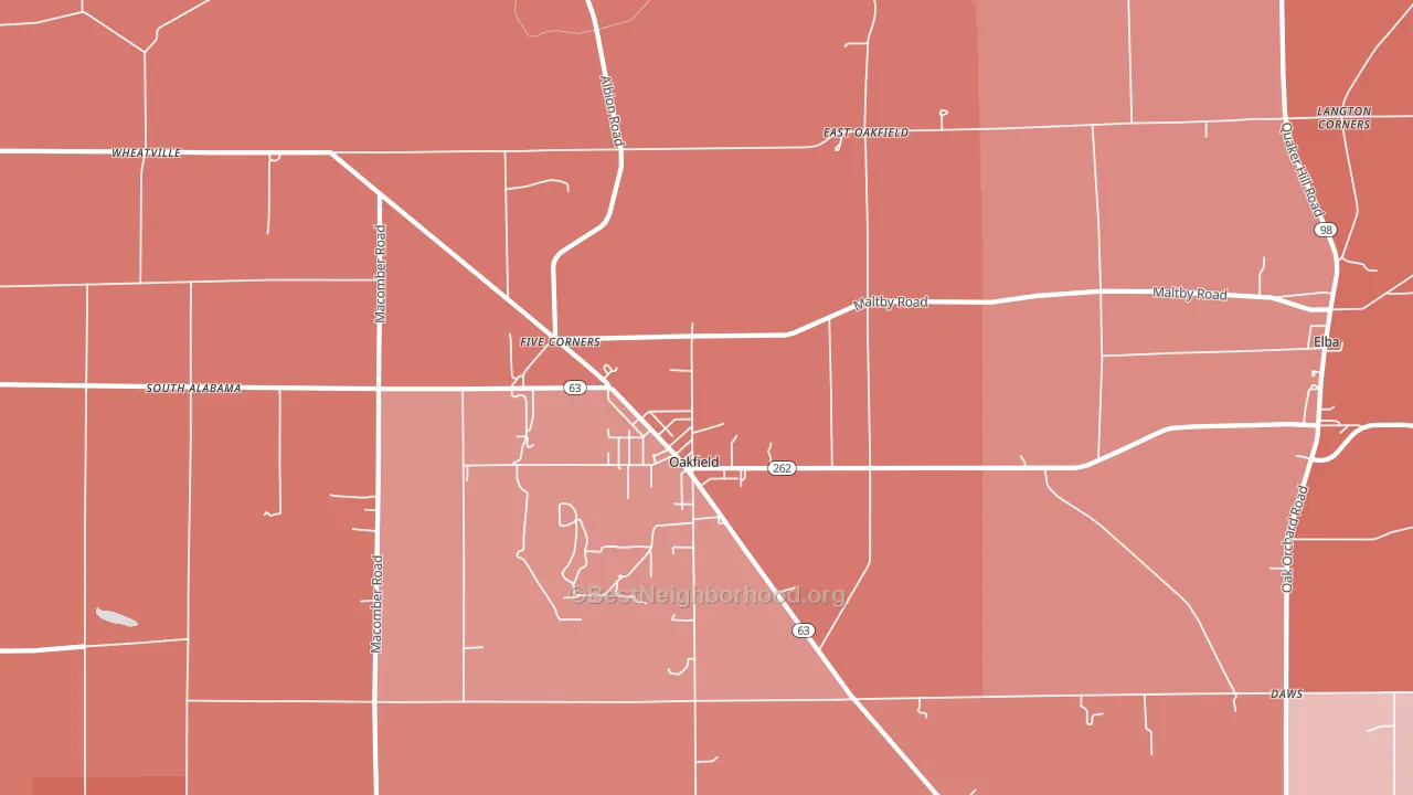 Oakfield, NY block-group political-lean map