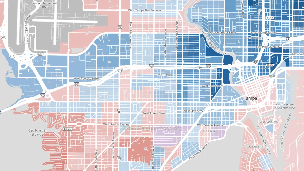 Oakford Park, Tampa, FL block-group political-lean map